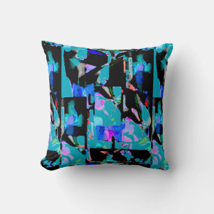 Coussin Impression d'art contemporain Aqua Rose Bleu Noir