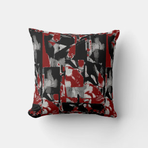 Coussin Impression d'art contemporain gris noir blanc burg