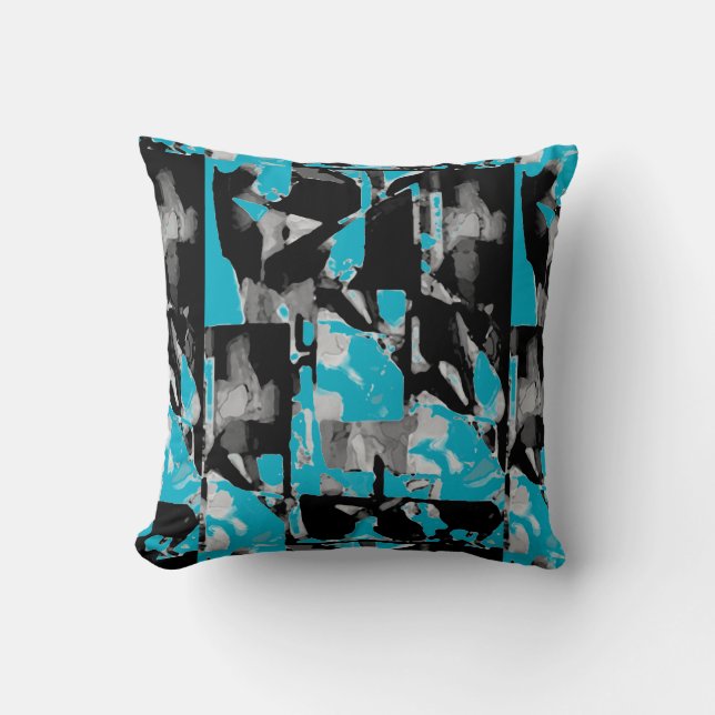 Coussin Impression d'art contemporain noir gris blanc sur  (Recto)