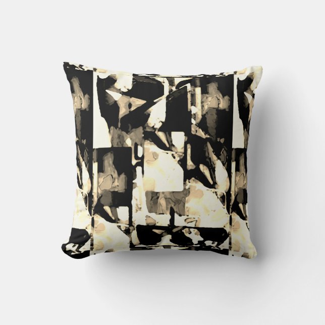 Coussin Impression d'art contemporain noir marron taupe be (Recto)