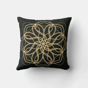 Coussin Impression d'art de mandala géométrique doré – Art