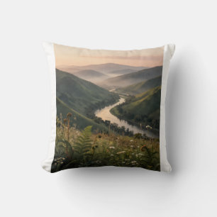Coussin Impression d'art de paysage de rivière de montagne