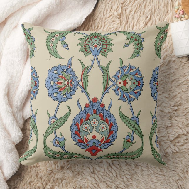 Coussin Impression d'art floral géométrique bleu rouge ara (Couverture)