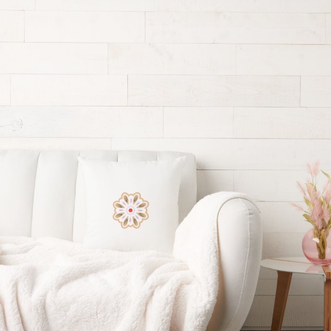 Coussin Impression d'art floral Mandala | Décor Boho (Canapé)