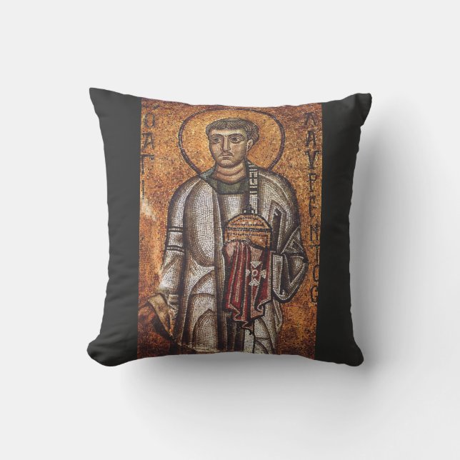 Coussin Impression d'art mosaïque orthodoxe Saint Laurent (Recto)