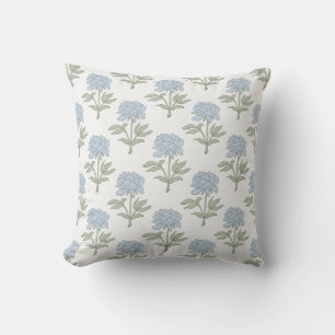 Coussin Impression de bloc floral de pivoine Cottage blanc