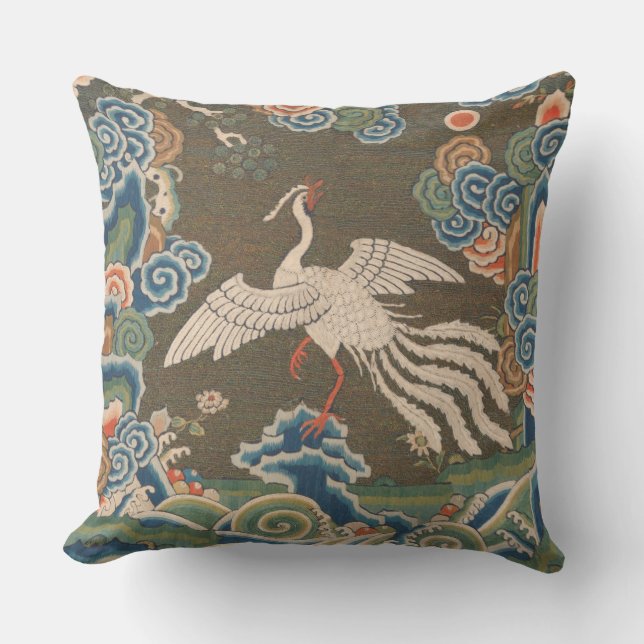 Coussin Impression de broderie en soie blanche antique chi (Recto)