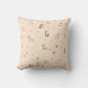 Coussin Impression de chat et de chien mignonne et confort