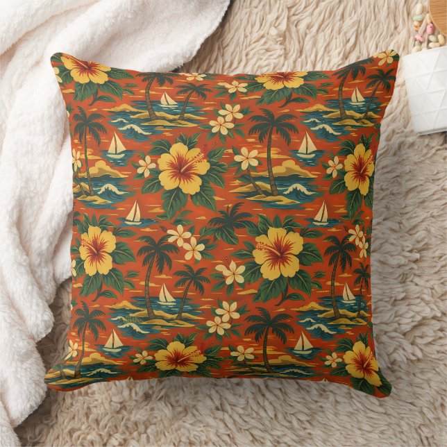 Coussin Impression de chemise hawaïenne vibrante du milieu (Couverture)