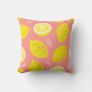 Coussin Impression de citron, motif d'été brillant et tran