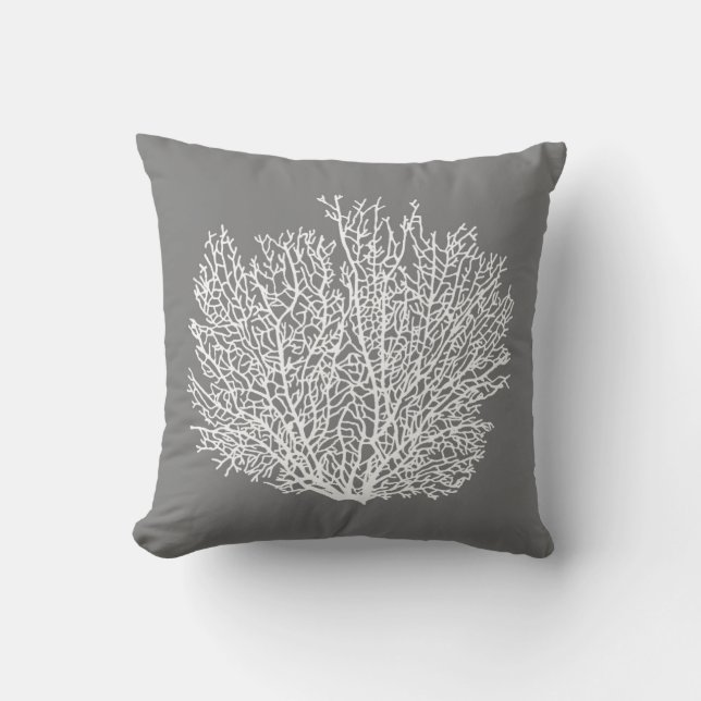 Coussin Impression de corail de ventilateur, Argent pâle s (Recto)