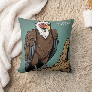 Coussin Impression de dessin réaliste vautour