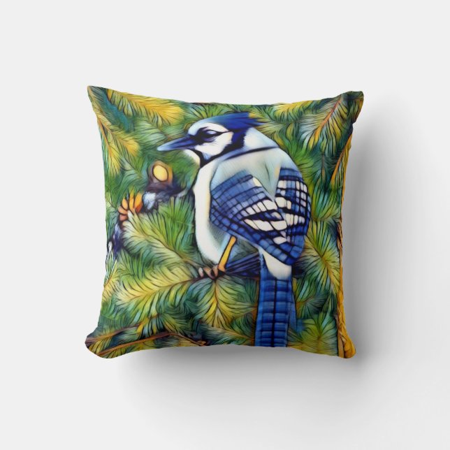 Coussin Impression de Jay bleu enchanteur (Recto)