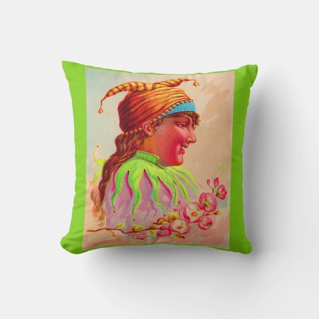 Coussin Impression de jester de femme victorienne (Recto)
