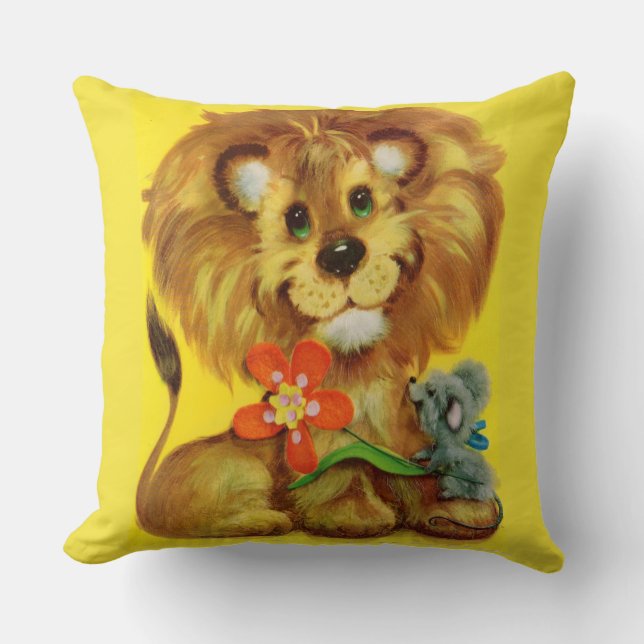 Coussin impression de lions et de souris (Recto)