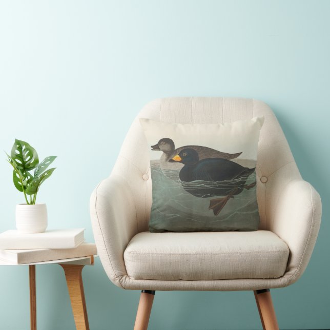 Coussin Impression de Macreuse noire d'Audubon : Canard cô (Chaise)