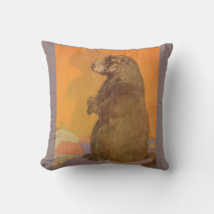 Coussin impression de marmotte