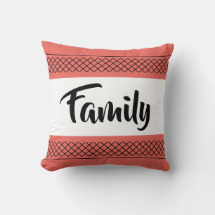 Coussin Impression de motif de famille Typographie élégant