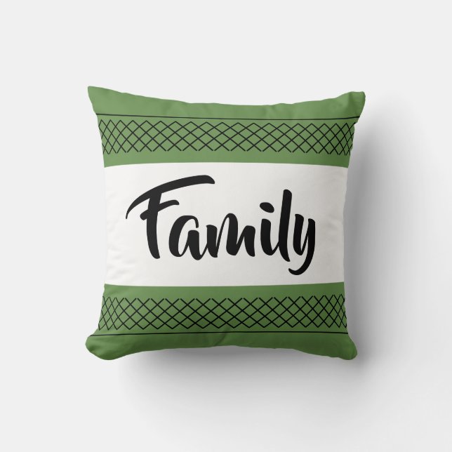 Coussin Impression de motif familial, typographie élégante (Recto)