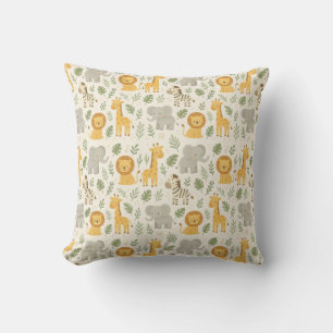 Coussin Impression de nurserie d'animaux de safari