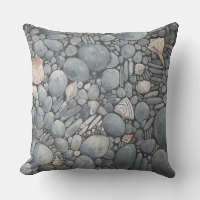Coussin Impression de peinture de galets et de coquillages (Recto)