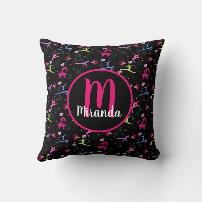 Coussin Impression de plaisir de gymnastique monogrammée  (Verso)