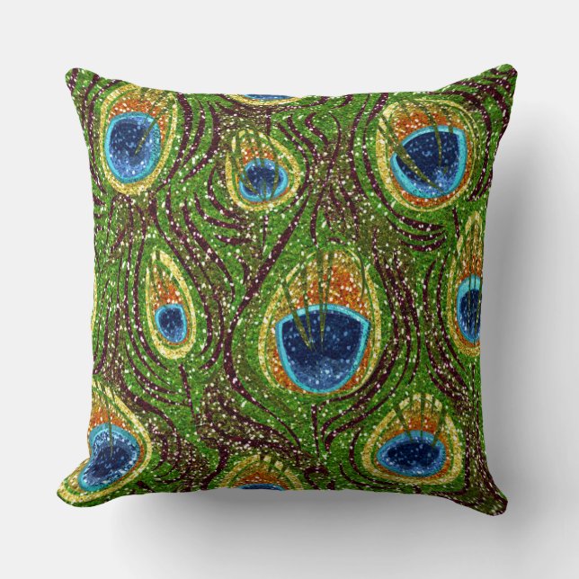 Coussin Impression de plumes de paon colorées (Recto)