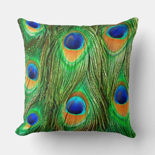 Coussin Impression de plumes de paon colorées (Recto)