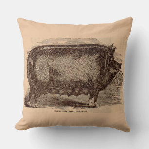 Coussin Impression de porc du 19e siècle Berkshire semé no