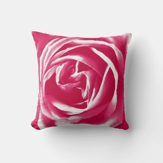 Coussin Impression de rose en satin rose (Recto)