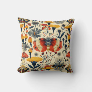 Coussin Impression de style vintage avec papillons et papi