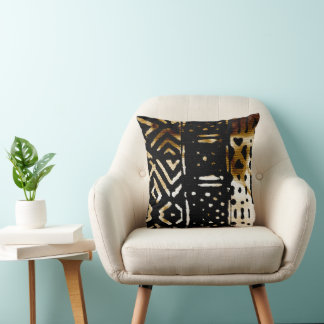 Coussin Impression de tissu de boue africaine