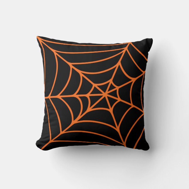 Coussin Impression de toile d'araignée noire orange Hallow (Recto)
