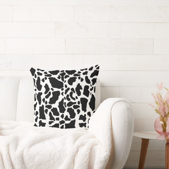 Coussin Impression de vache noire et blanche (Canapé)