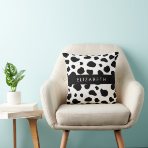 Coussin Impression De Vache, Spots De Vache, Noir Et Blanc