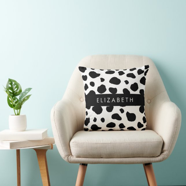 Coussin Impression De Vache, Spots De Vache, Noir Et Blanc (Chaise)