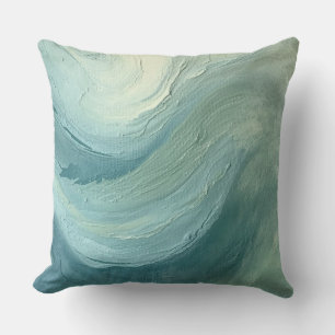 Coussin Impression de vagues côtières modernes bleu-vert s