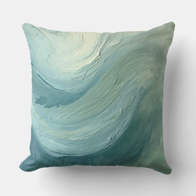Coussin Impression de vagues côtières modernes bleu-vert s (Recto)