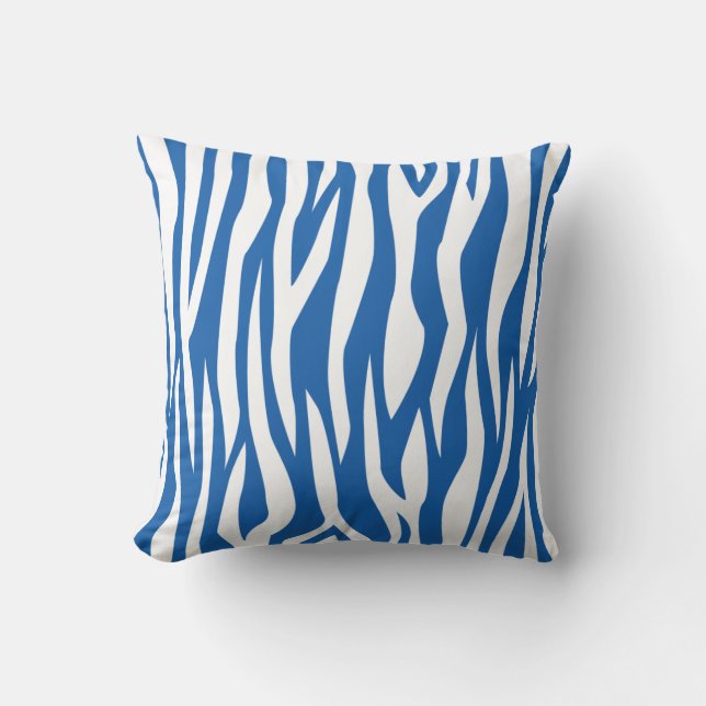 Coussin Impression Denim Blue Zebra (Recto)