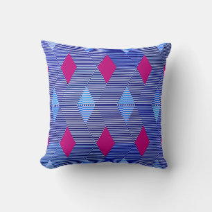 Coussin Impression diamant moderne du milieu du siècle, bl