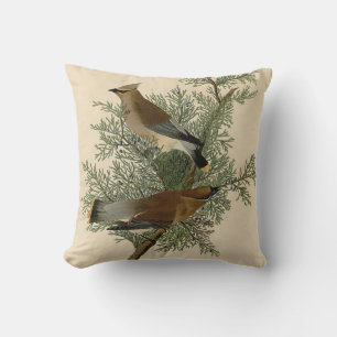 Coussin Impression d'oiseau de John James Audubon Jaseur b