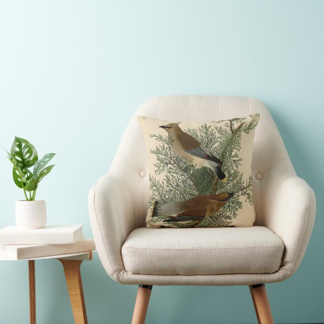 Coussin Impression d'oiseau de John James Audubon Jaseur d (Chaise)