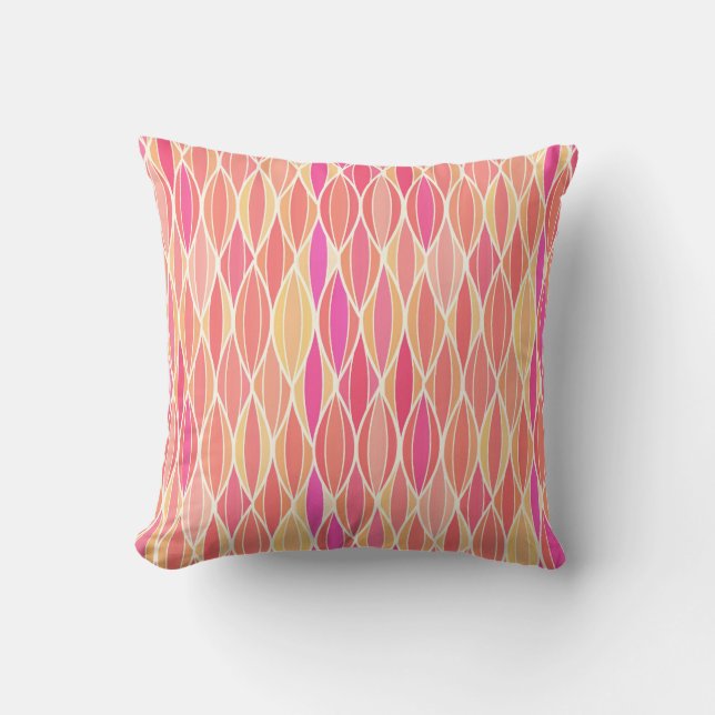 Coussin Impression du ruban du milieu du siècle - rose, co (Recto)