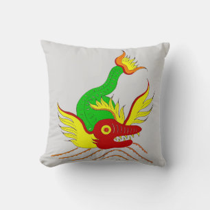 Coussin impression effrayante de dragon