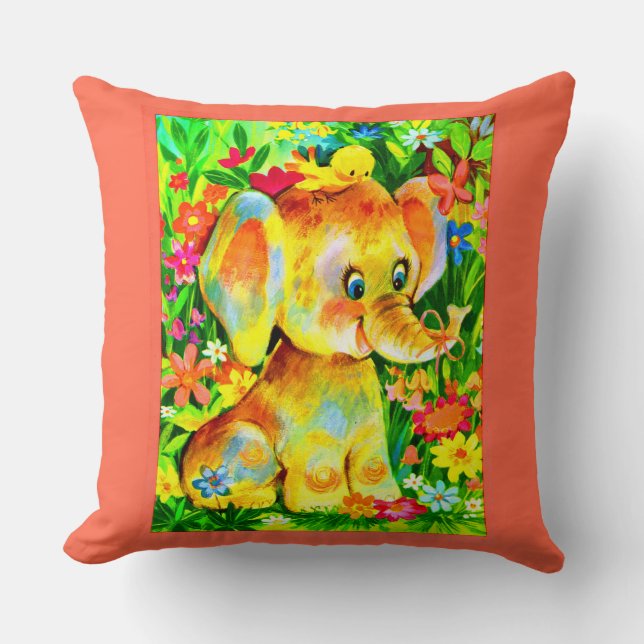Coussin impression éléphant bébé (Recto)