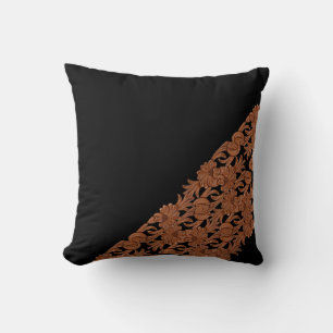 Coussin Impression En Cuir Brown Sur L'Oreiller À Jeu Noir