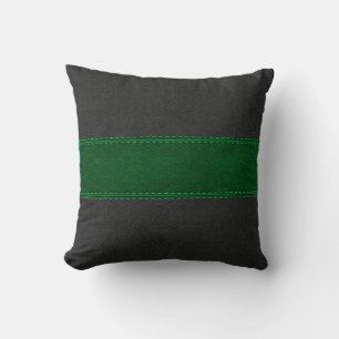 Coussin Impression en cuir verni gris foncé et vert