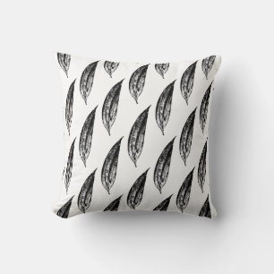 Coussin Impression feuille de lys blanc noir et blanc