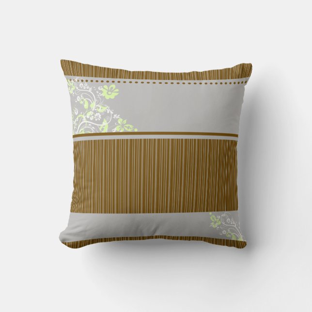 Coussin Impression florale Brown et bleue (Recto)