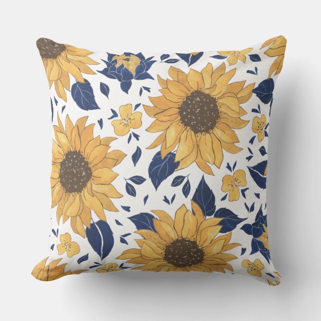 Coussin Impression florale de fleurs de soleil (Recto)